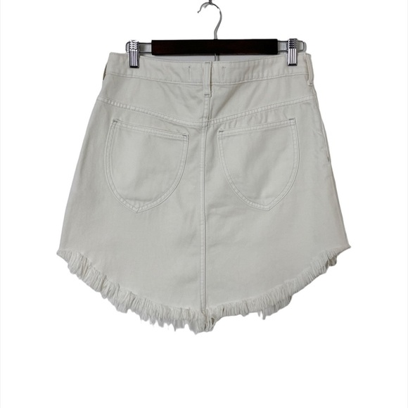 We The Free Fringe Scoop Hem Denim Mini Skirt Size 27 Cream - Picture 10 of 10